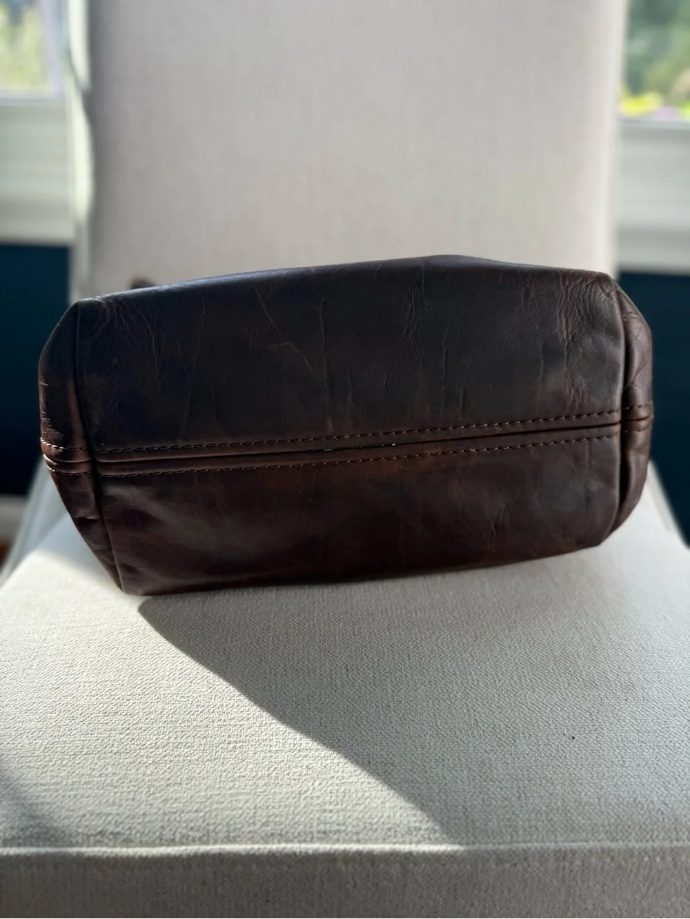 Fount Brown Leather Tote Bag with Tassel